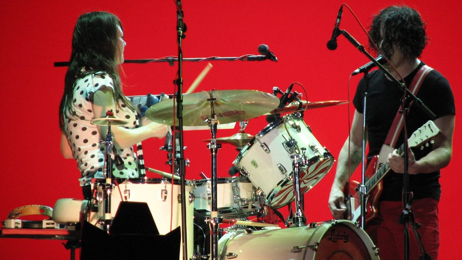 The iconic band The White Stripes during a concert